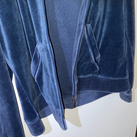 Liz Claiborne Navy Blue Velour Hoodie Y2K Vibe - Picture 10 of 10